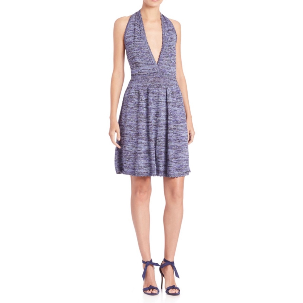 New M Missoni Lurex Halter Dress Purple Shimmer